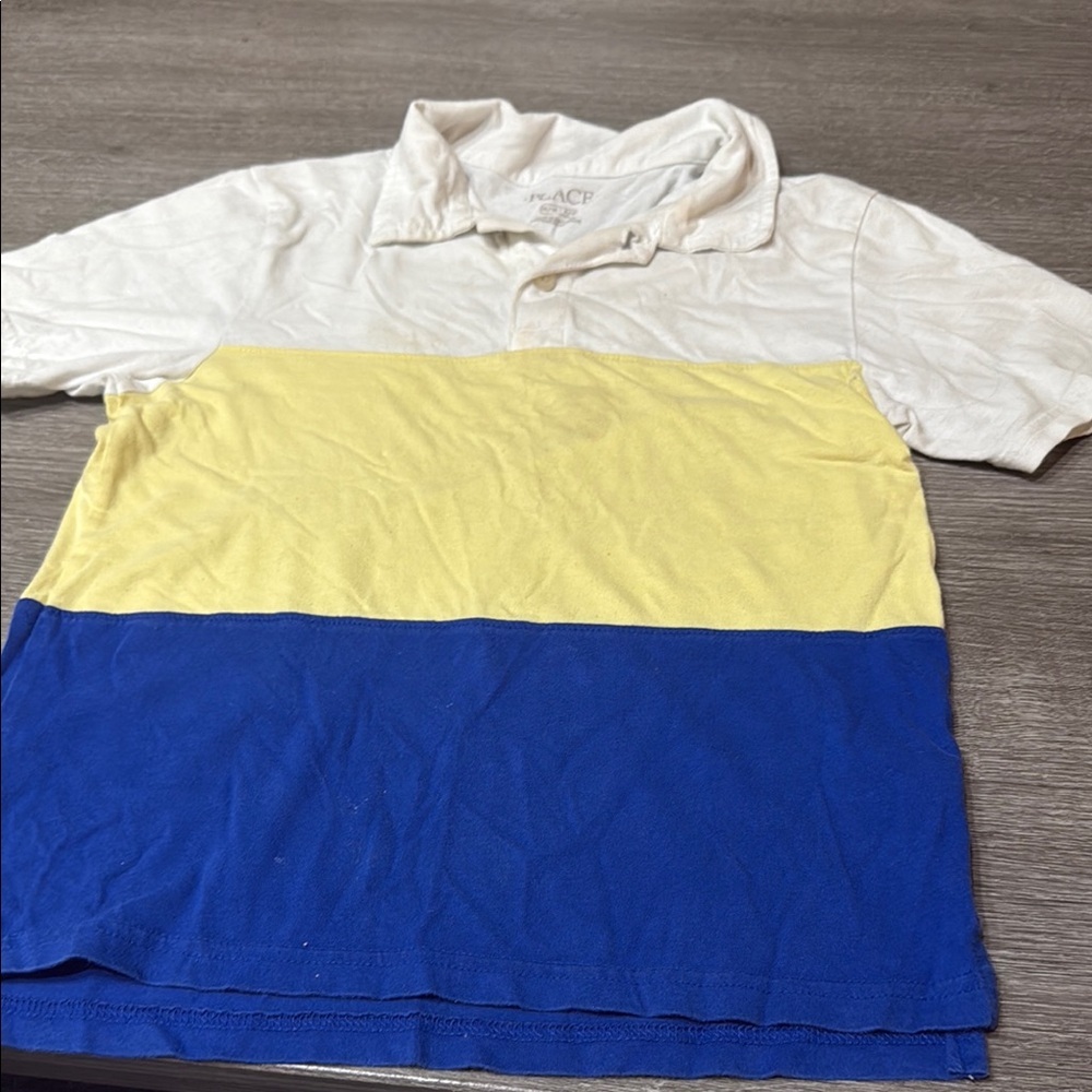 Place White and Yellow Polo Shirt Casual Style